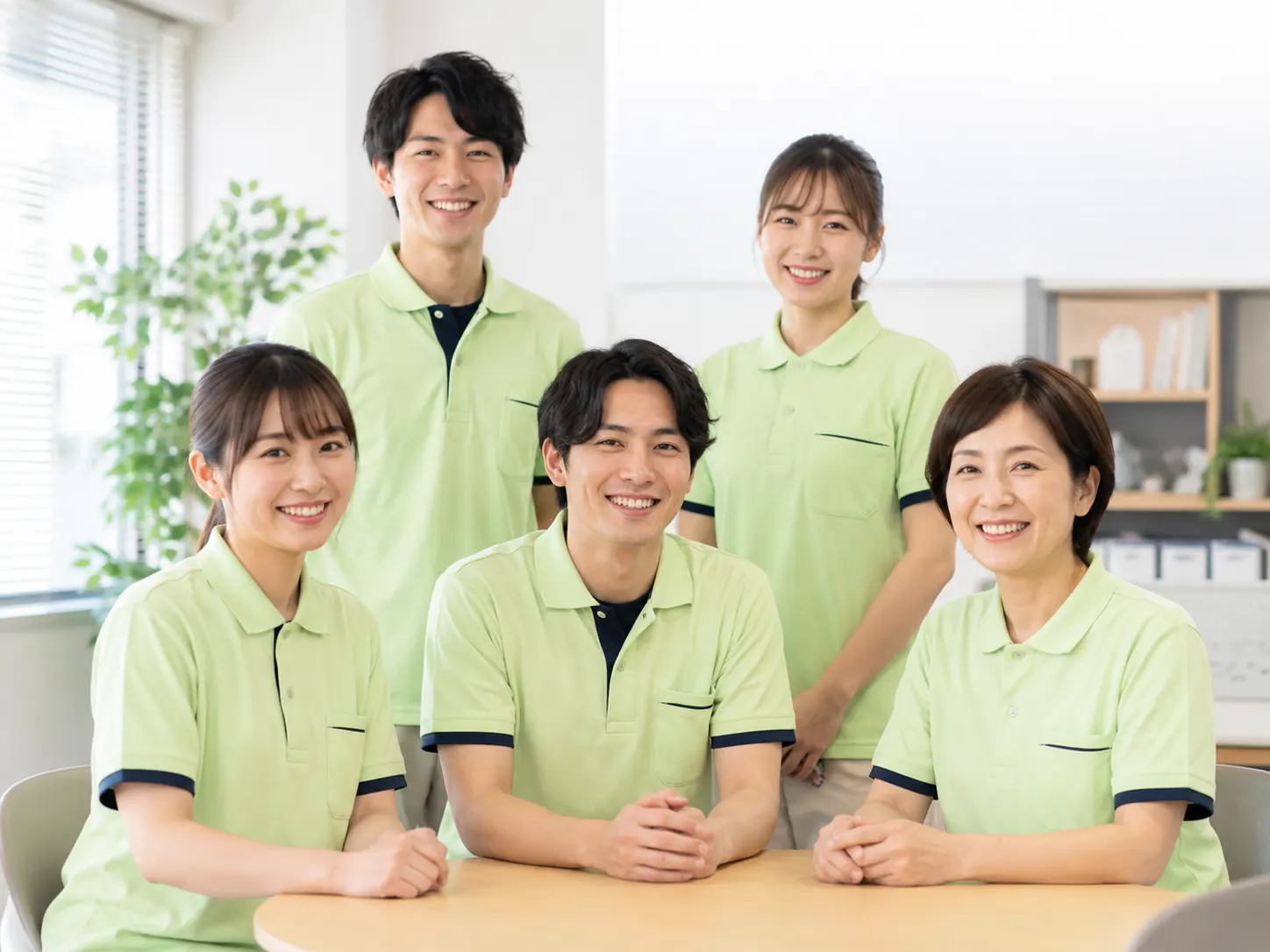 明るい表情で並ぶ株式会社はるじゅのスタッフたち